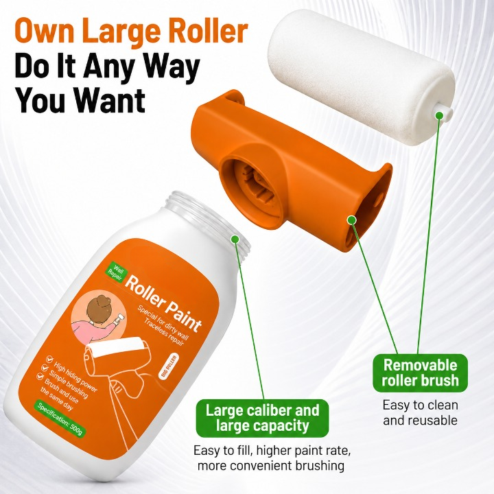 Ellomo™ Wall Repair Roller Paint | Covers Stains, Scratches & Wall Marks in Minutes My Store