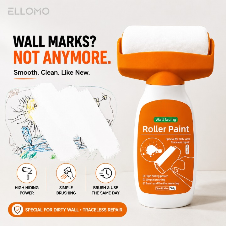 Ellomo™ Wall Repair Roller Paint | Covers Stains, Scratches & Wall Marks in Minutes My Store