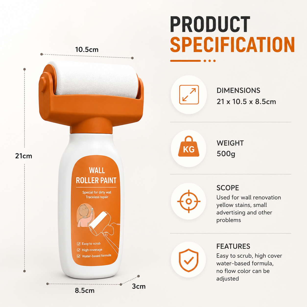 Wall Repair Roller Paint | Covers Stains, Wall Marks in Minutes My Store