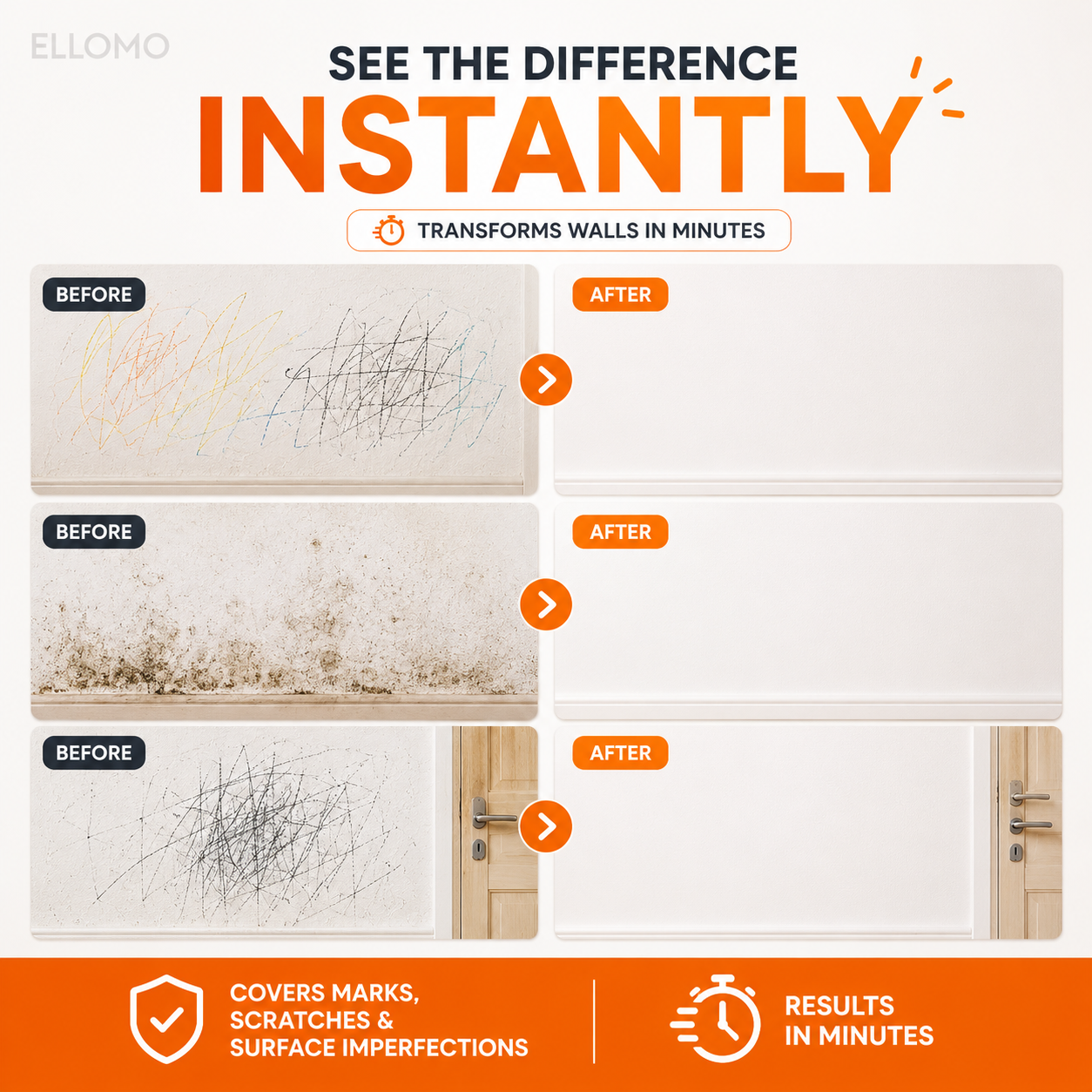 Ellomo™ Wall Repair Roller Paint | Covers Stains, Scratches & Wall Marks in Minutes My Store